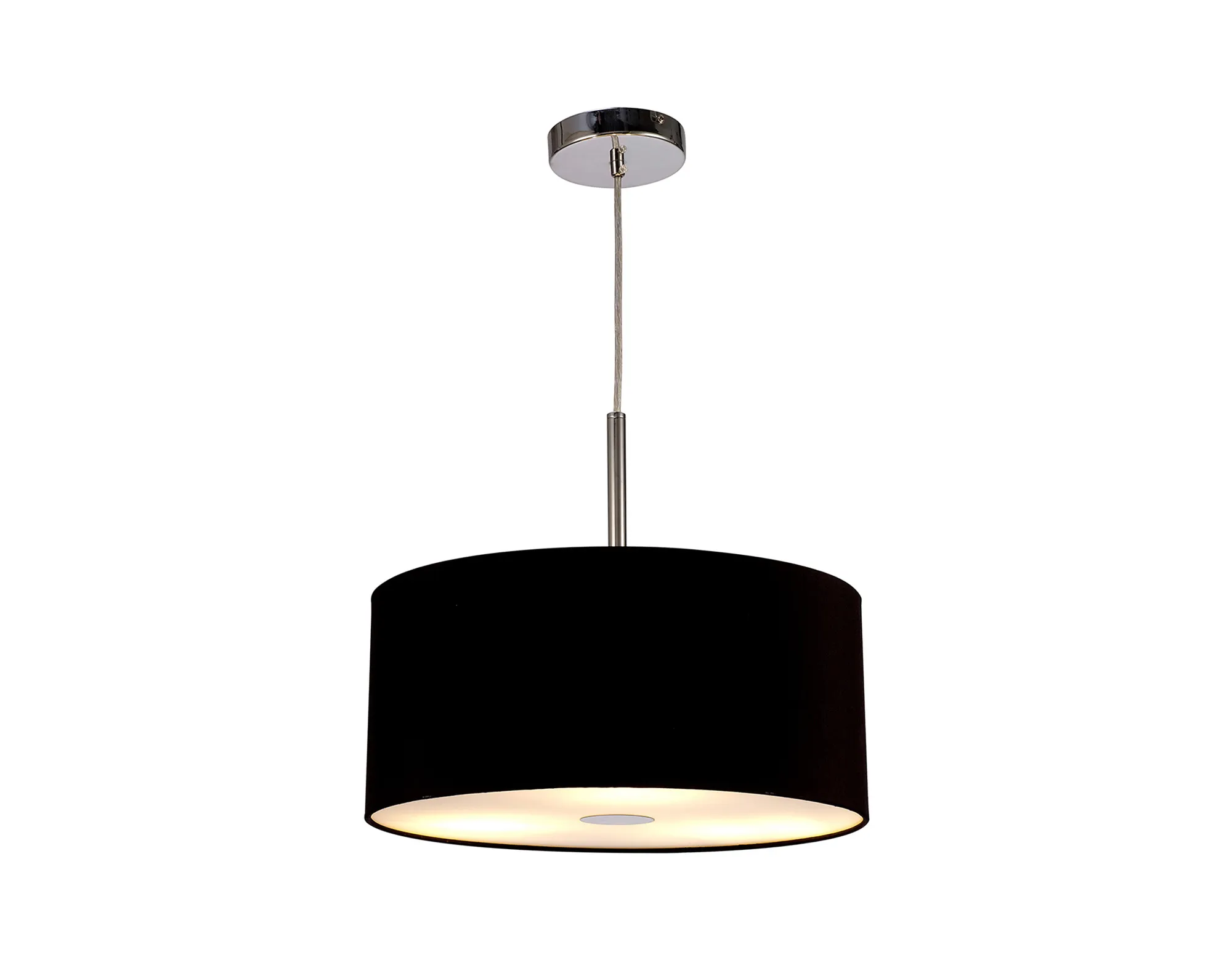 Baymont 40cm 3 Light Pendant Polished Chrome, Midnight Black/Green Olive, Frosted Diffuser DK0339  Deco Baymont CH BL/GR